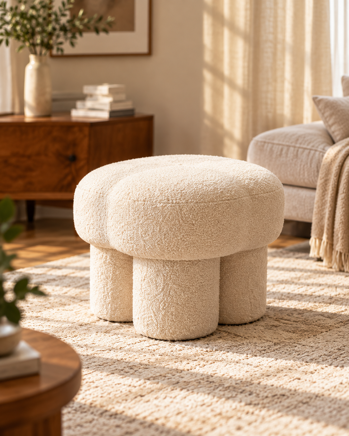 Cloud Bouclé Mushroom Ottoman